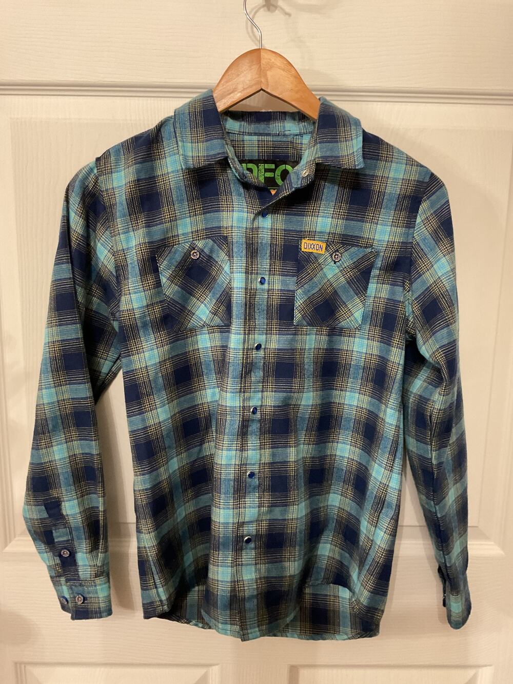 Dixxon Flannel "The Pendejo" Youth Large Blue Plaid Snap Button Shirt